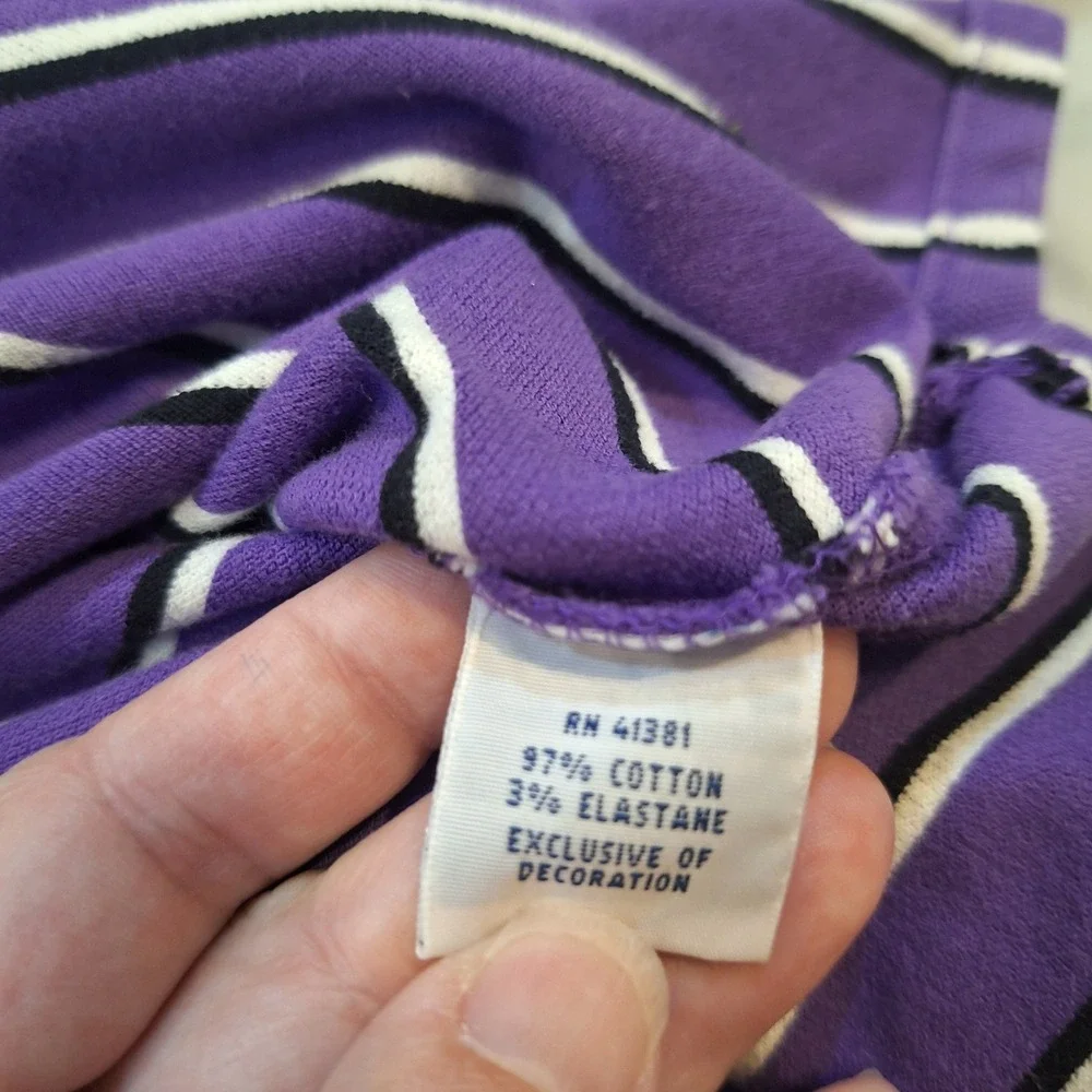 Polo Ralph Lauren Polo Shirt Mens L Purple Striped Stretch Mesh Pony Logo Spot